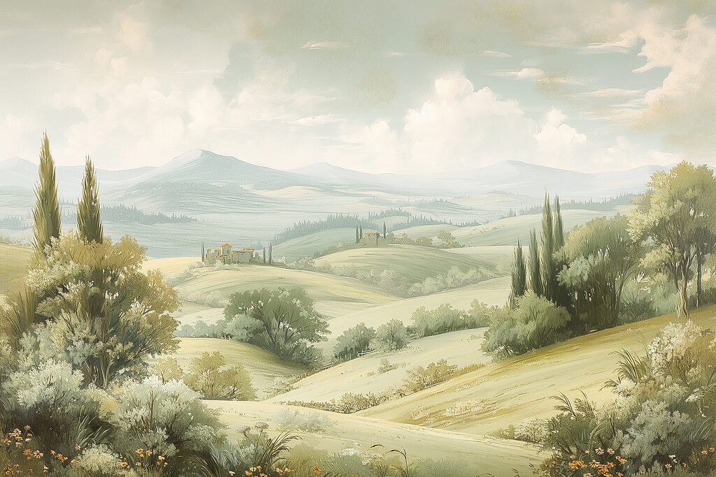 Landscape with hills and trees Landscape with hills and trees