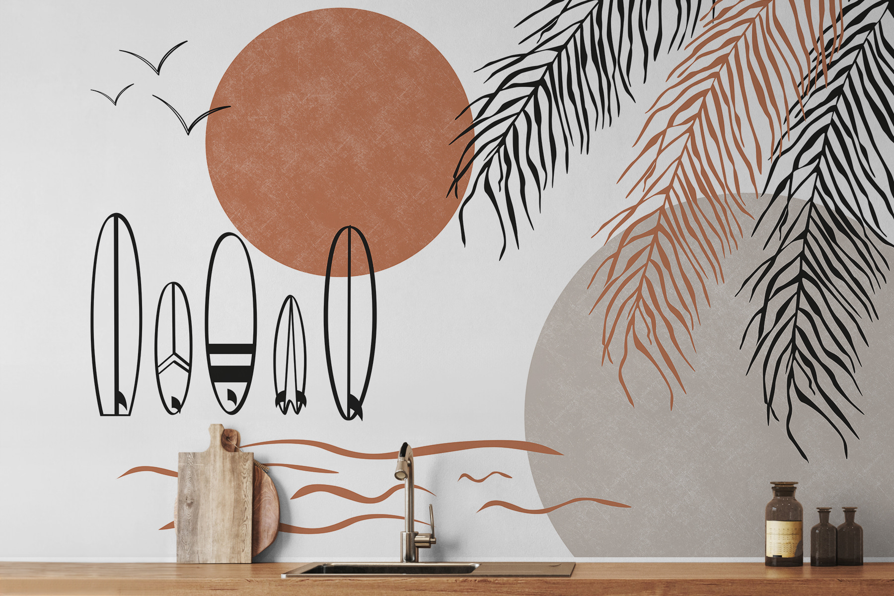 Surfboards and palm leaves Surfboards and palm leaves