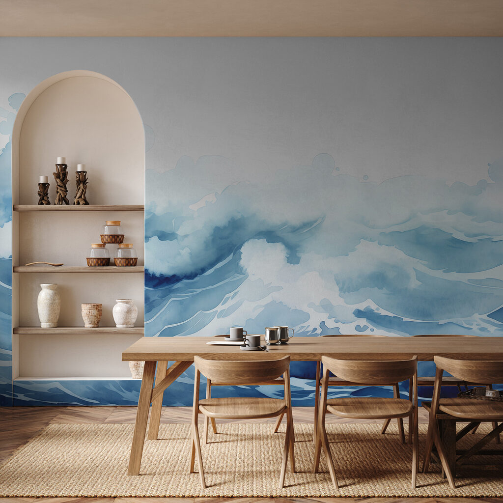 Watercolor of waves and clouds Watercolor of waves and clouds