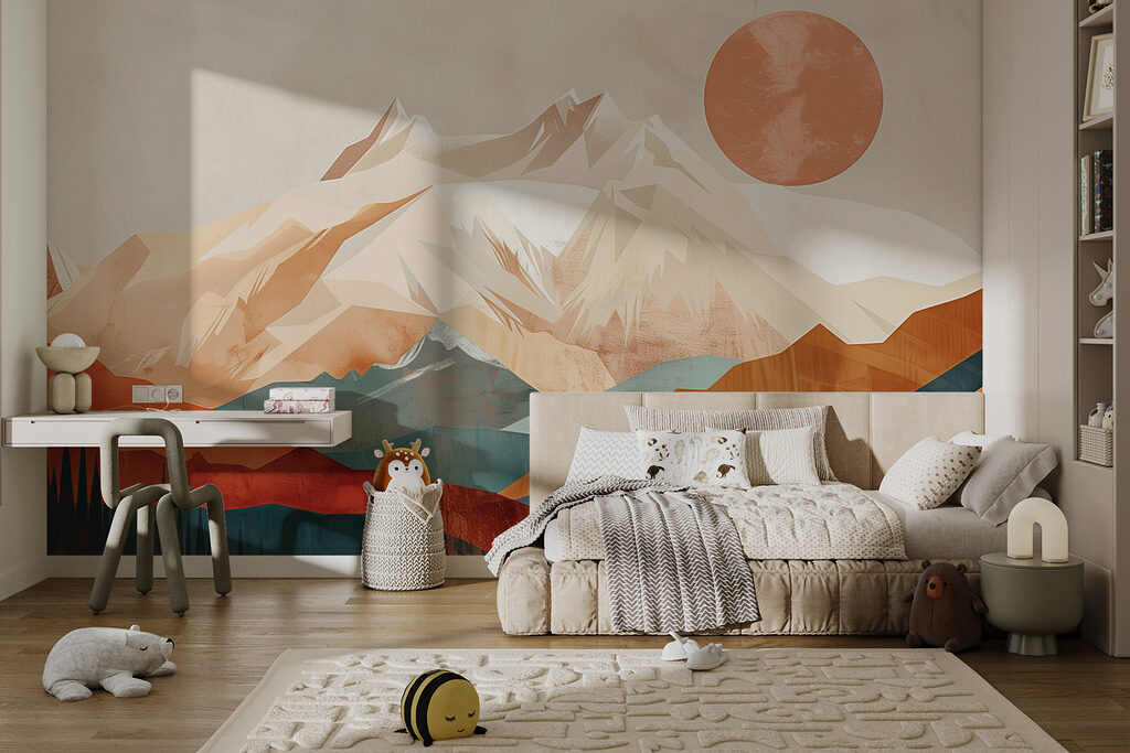 Mountain landscape with trees and a lake Mountain landscape with trees and a lake