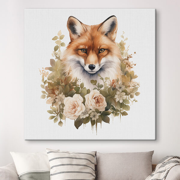Fox with flowers around it Fox with flowers around it