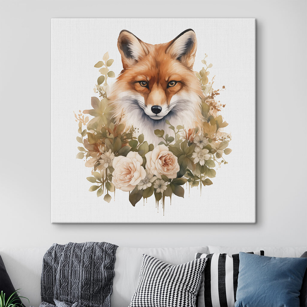 Fox with flowers around it Fox with flowers around it