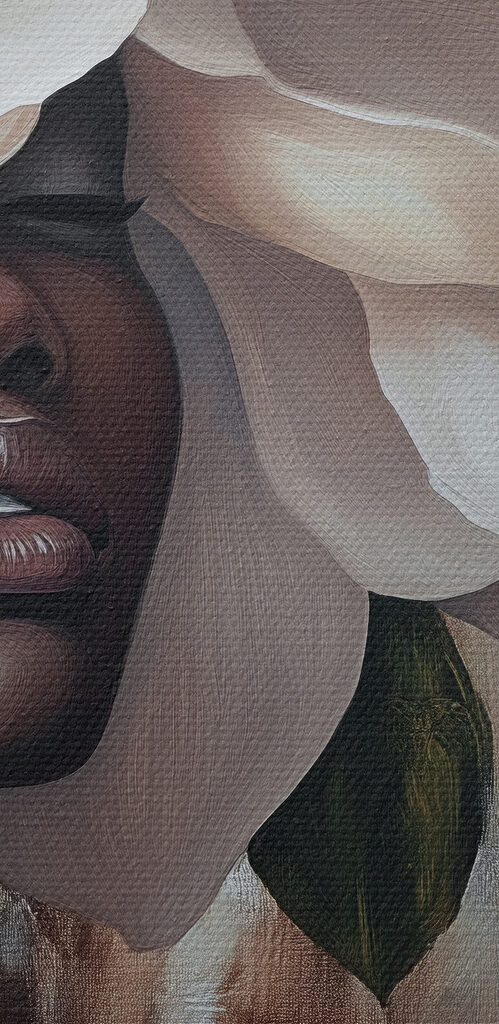 Woman with white flowers on her head Woman with white flowers on her head