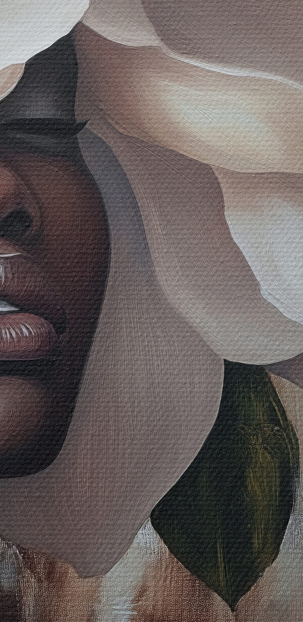 Woman with white flowers on her head Woman with white flowers on her head