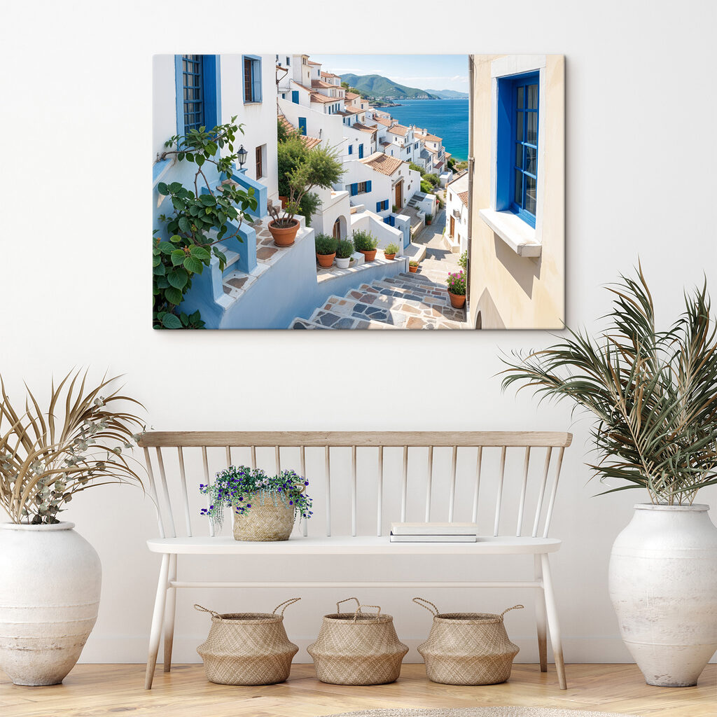 Staircase leading to a town