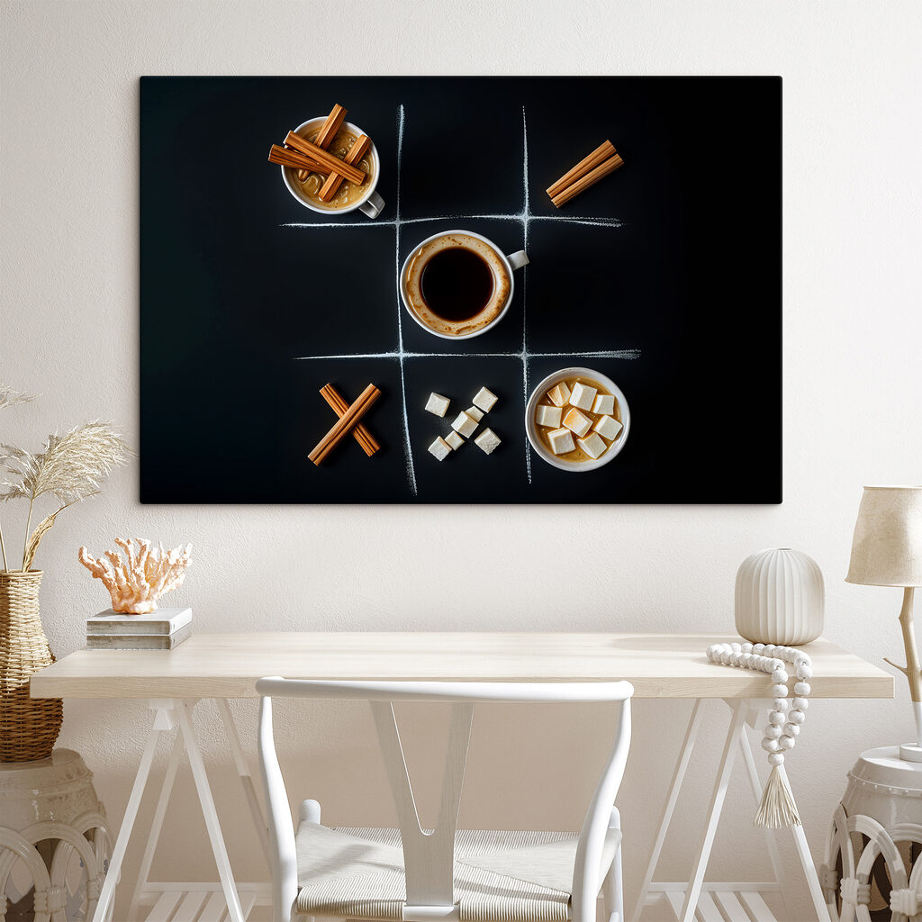 Tic tac toe game with coffee and marshmallows Tic tac toe game with coffee and marshmallows