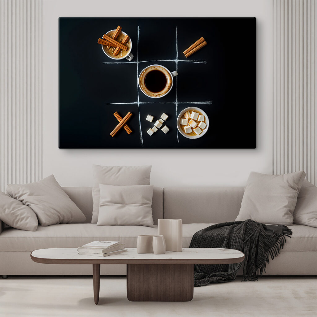 Tic tac toe game with coffee and marshmallows Tic tac toe game with coffee and marshmallows