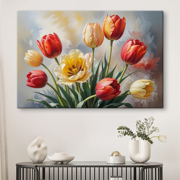Tulipánok csoportja vázában Tulipánok csoportja vázában