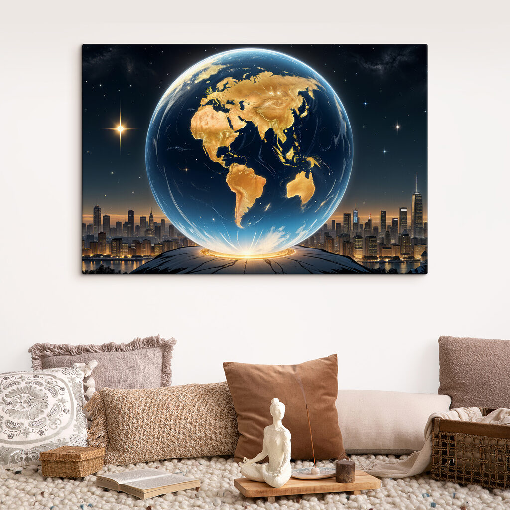 Globe with lights on it