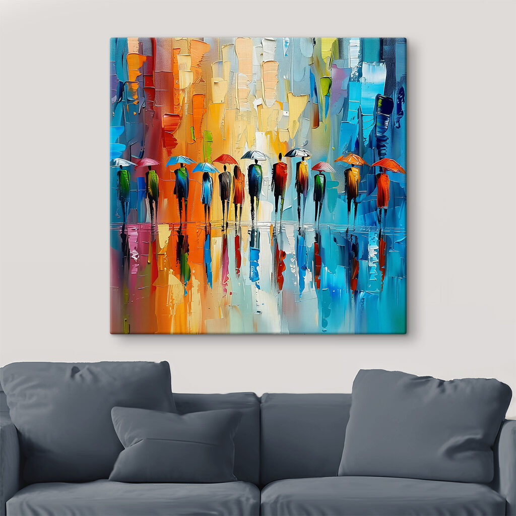 Group of people with umbrellas Group of people with umbrellas