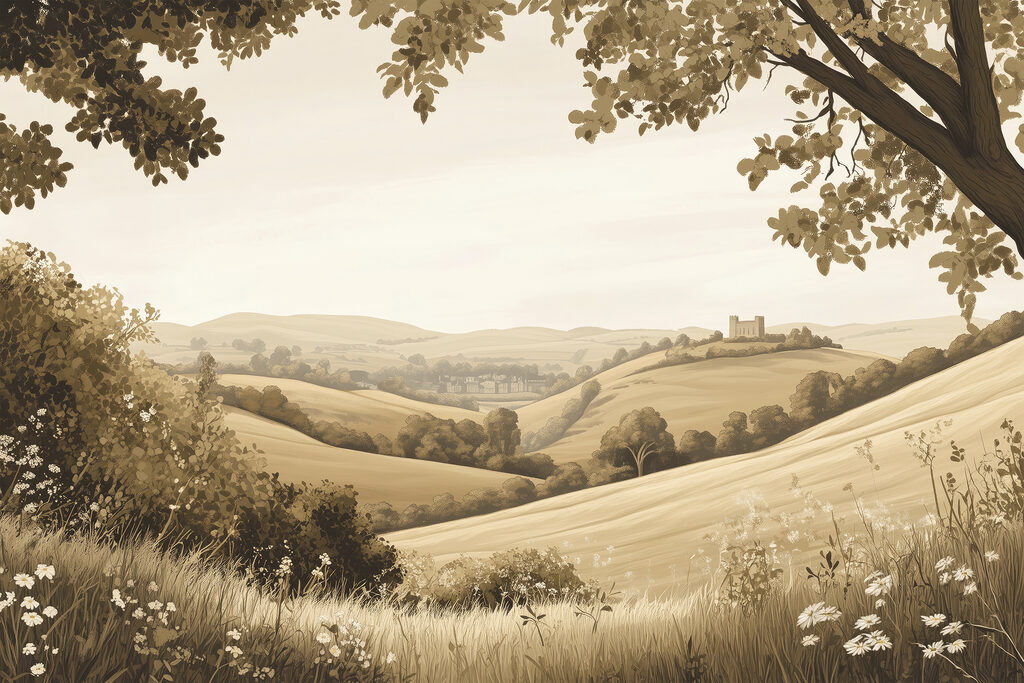 Landscape with hills and trees Landscape with hills and trees