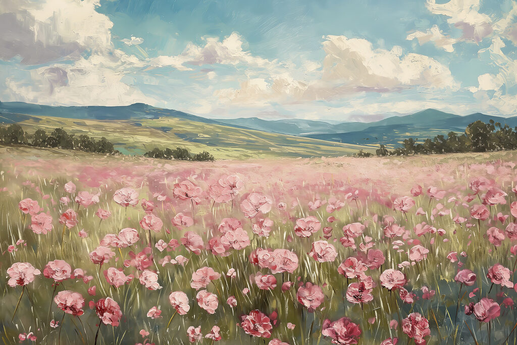Field of pink flowers