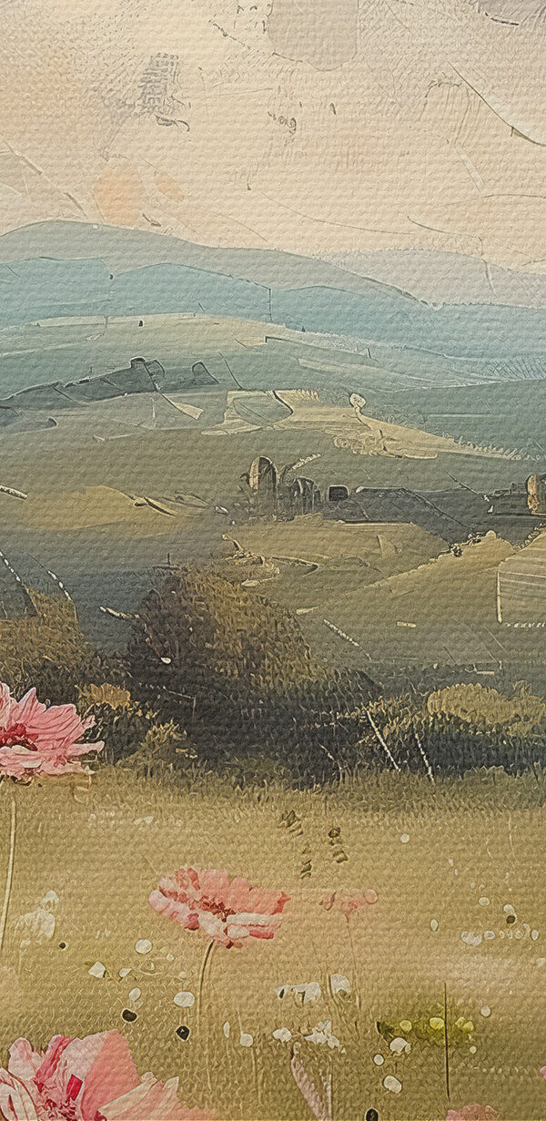 Festmény egy mező rózsaszín virágok Festmény egy mező rózsaszín virágok