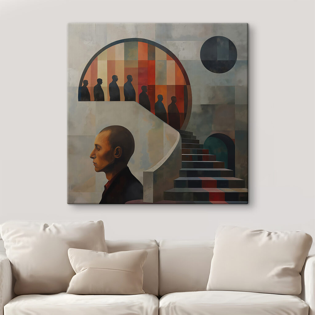 Painting of a man on a wall