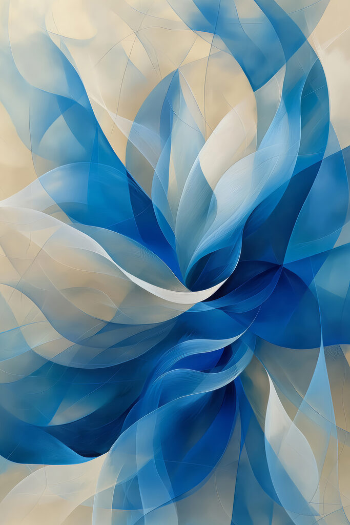 Blue and white swirly flower