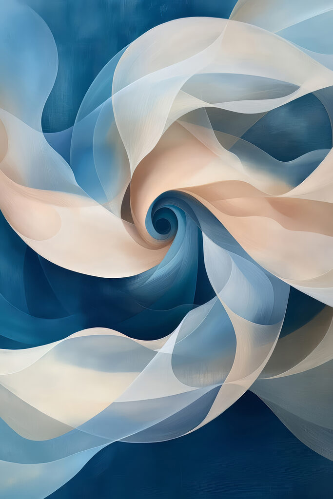 Blue and white swirly pattern