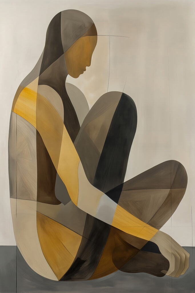 Painting of a woman sitting down