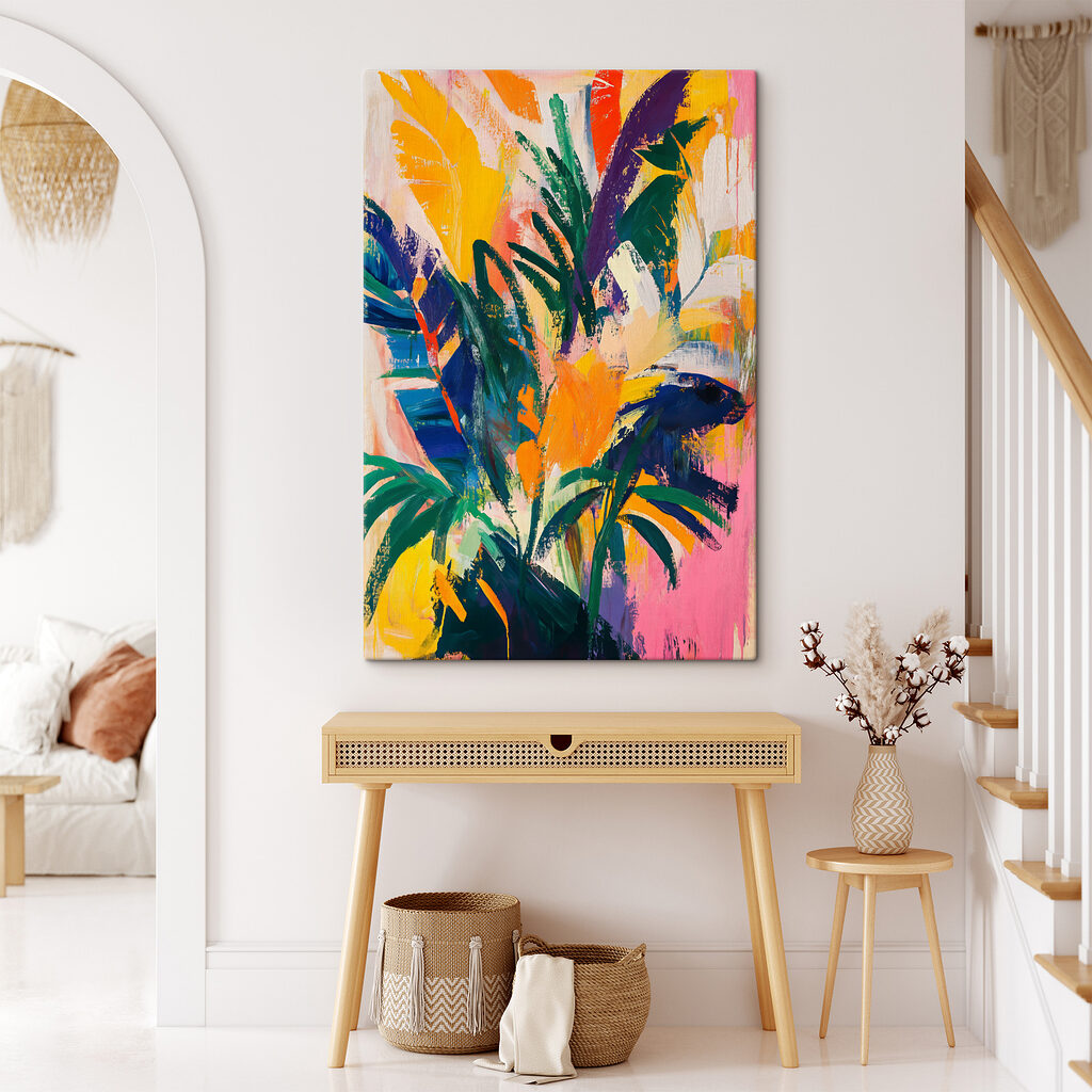 Painting of colorful leaves