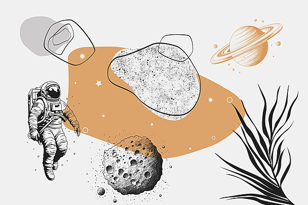 An astronaut running in space