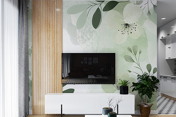 White and green floral design
