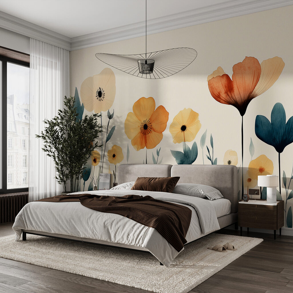 Group of flowers with leaves Group of flowers with leaves