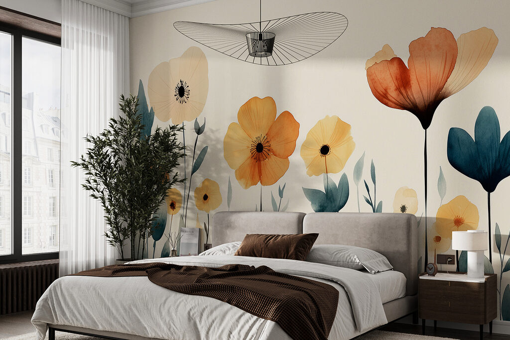 Group of flowers with leaves Group of flowers with leaves