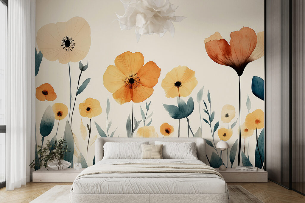 Group of flowers with leaves Group of flowers with leaves