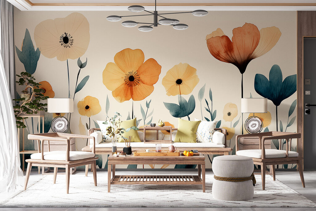 Group of flowers with leaves Group of flowers with leaves