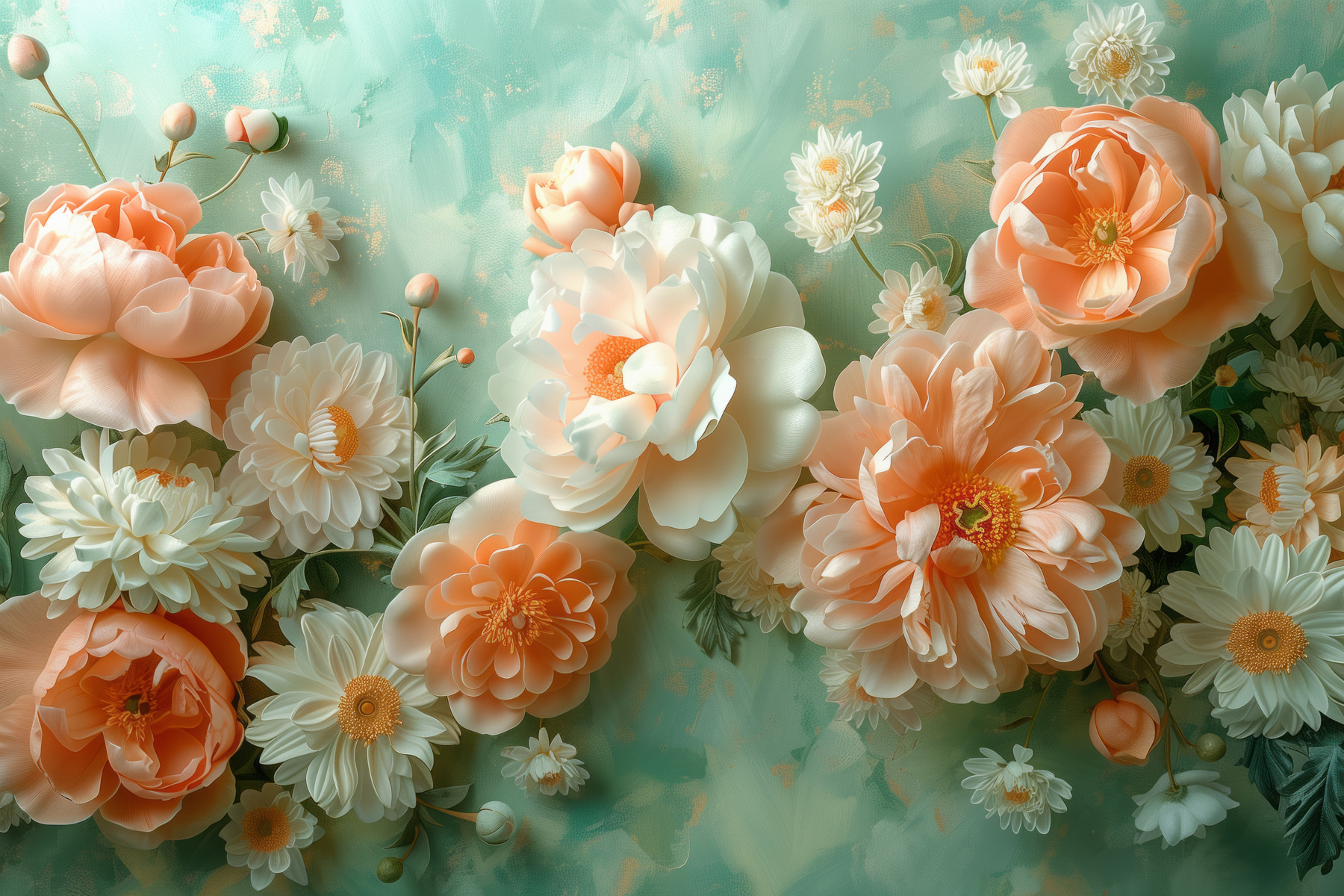 Group of flowers on a blue background