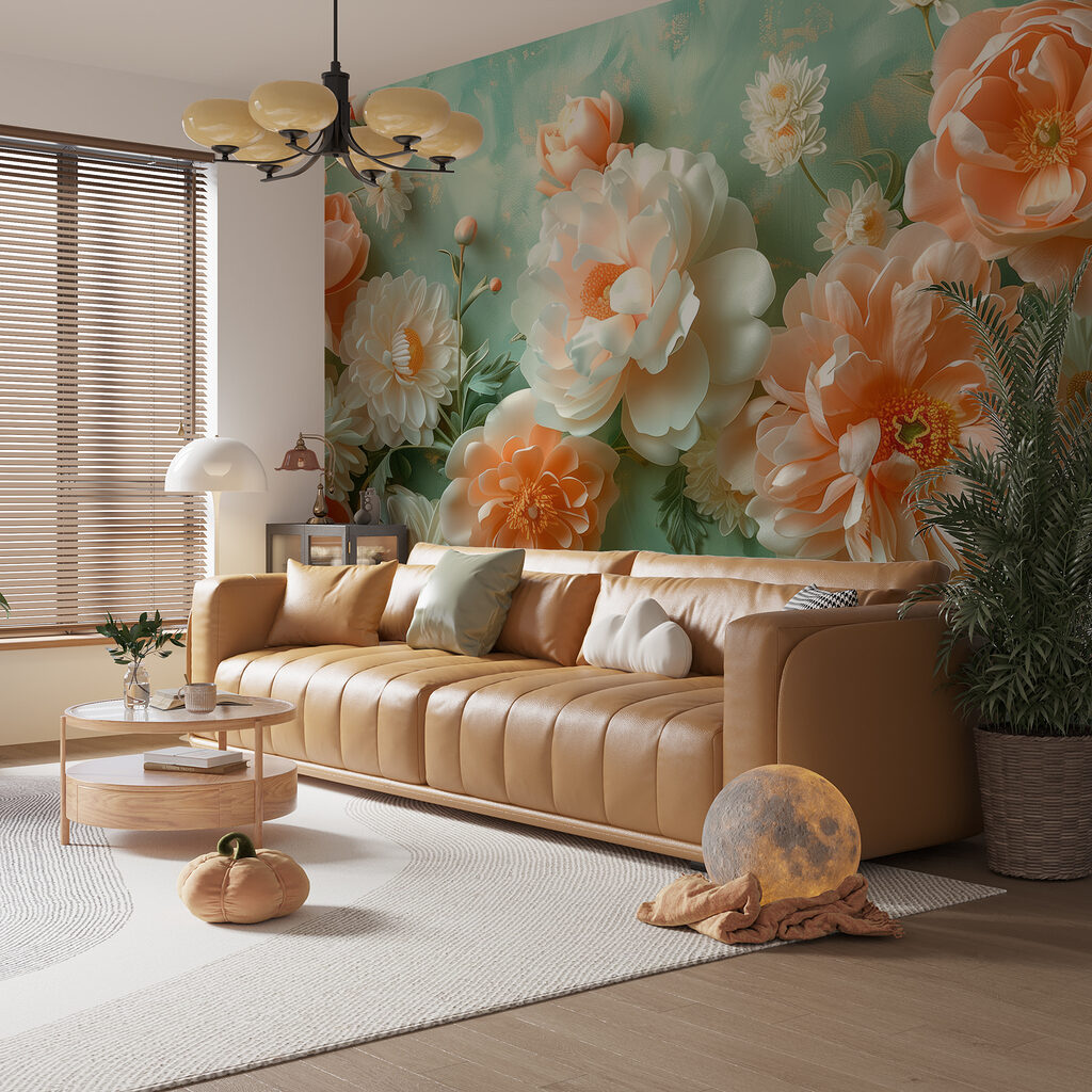 Group of flowers on a blue background