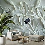 Fotótapéta Fehér virág faragás a falon