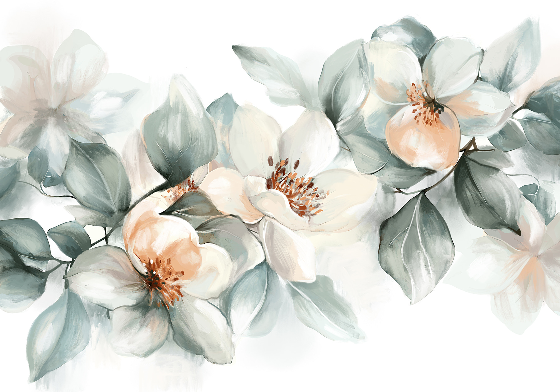 Painting of flowers and leaves Painting of flowers and leaves