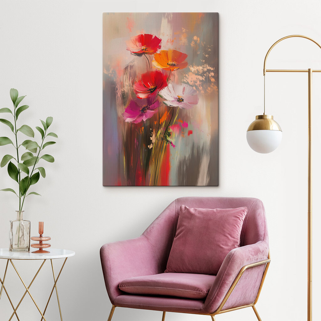 Painting of flowers on a glass surface Painting of flowers on a glass surface