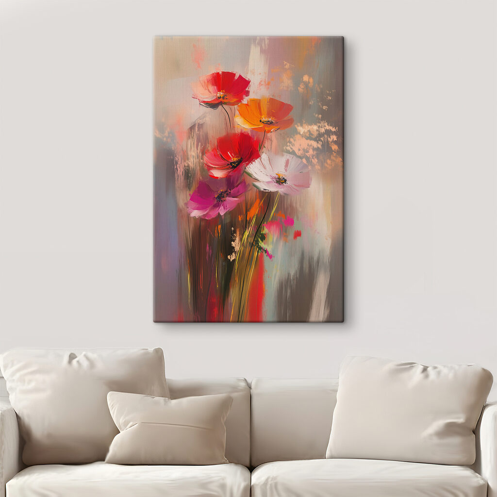 Painting of flowers on a glass surface Painting of flowers on a glass surface