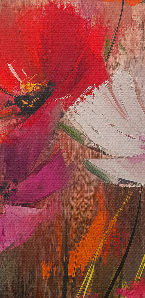 Painting of flowers on a glass surface Painting of flowers on a glass surface