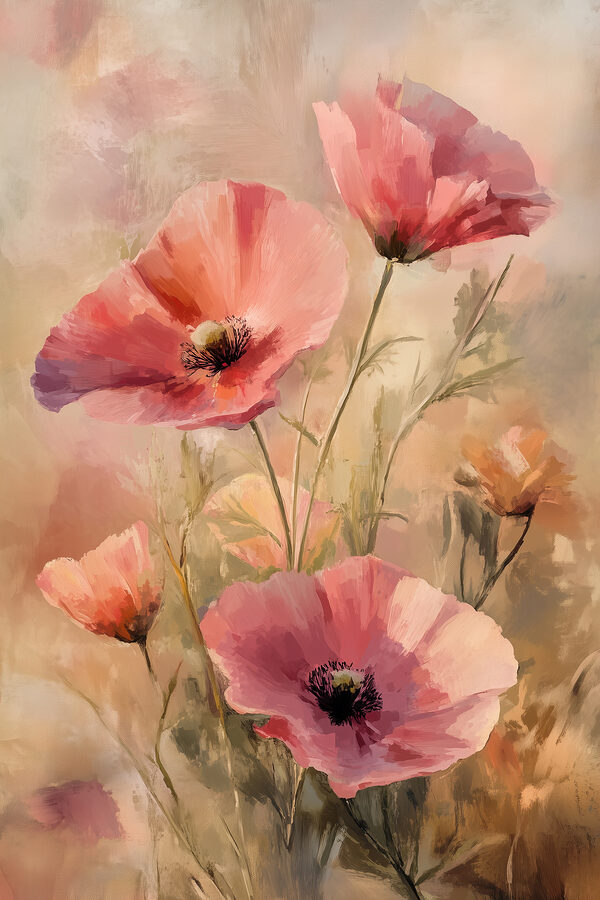Painting of pink flowers Painting of pink flowers