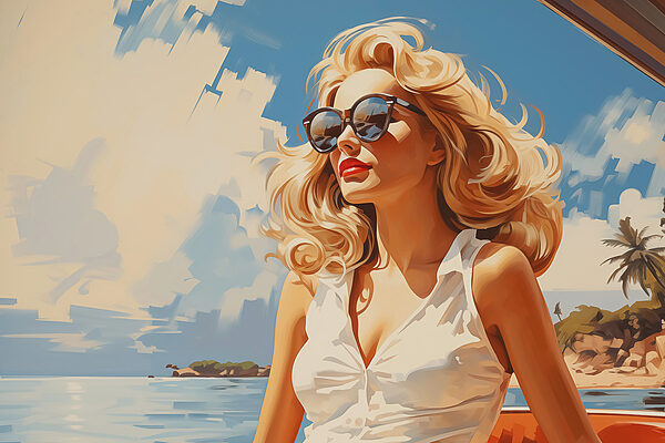 Woman wearing sunglasses and a white dress Woman wearing sunglasses and a white dress
