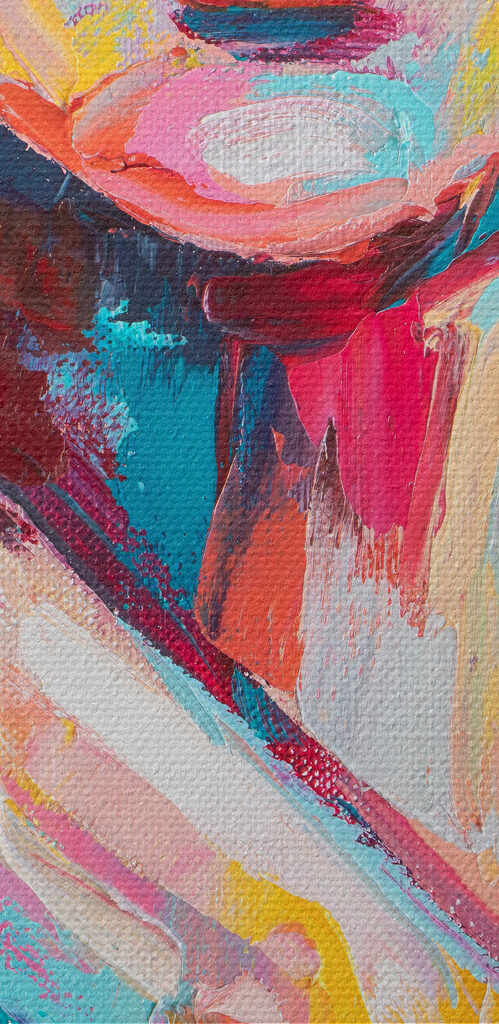 Painting of a woman with her hand on her shoulder