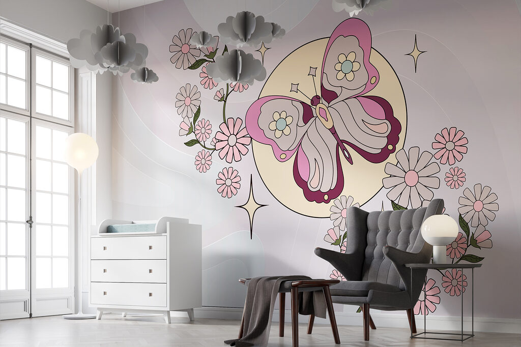 Butterfly and flowers on a white background Butterfly and flowers on a white background