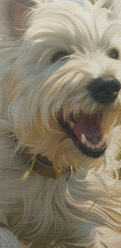 Group of white dogs running in a field Group of white dogs running in a field