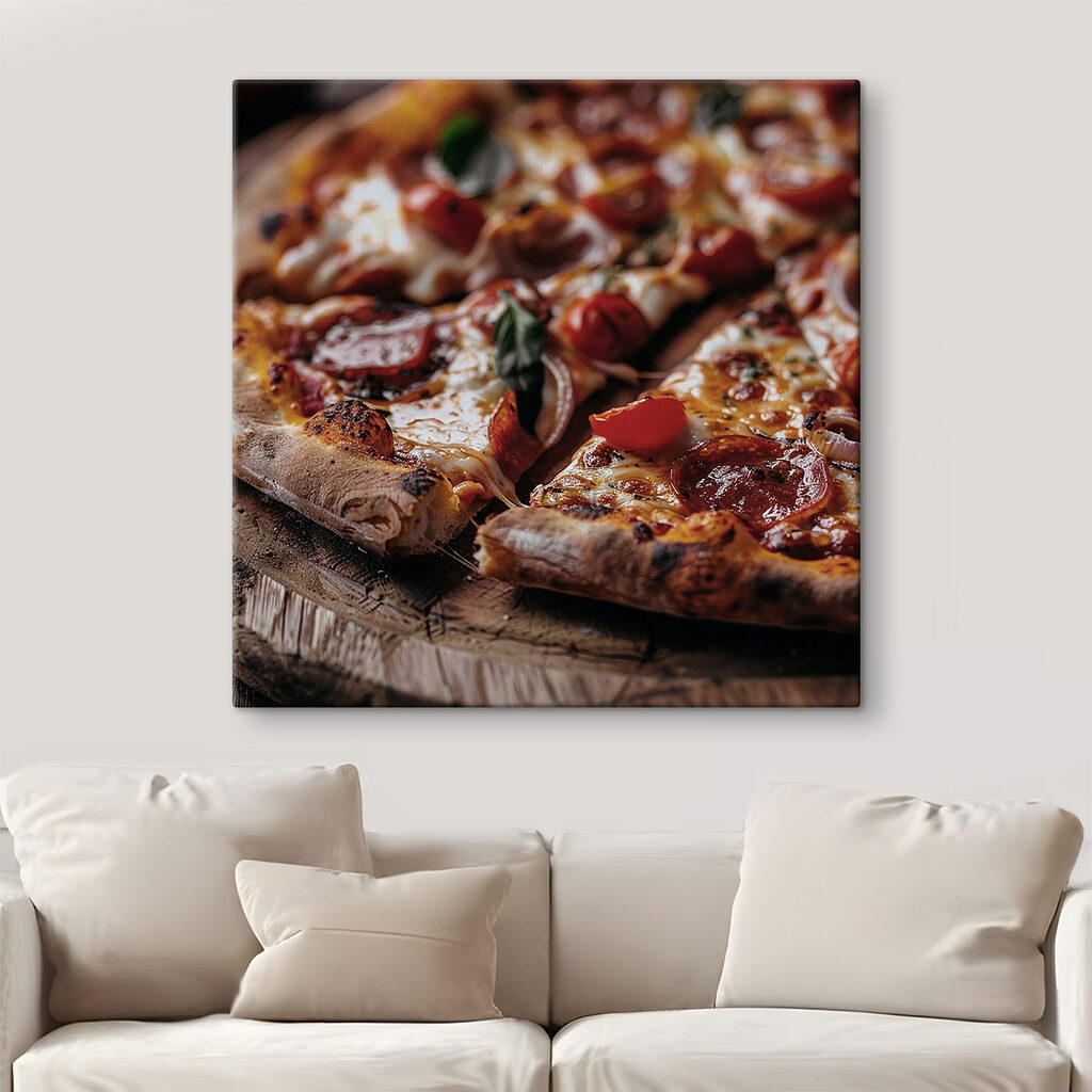 Pizza with tomatoes and cheese