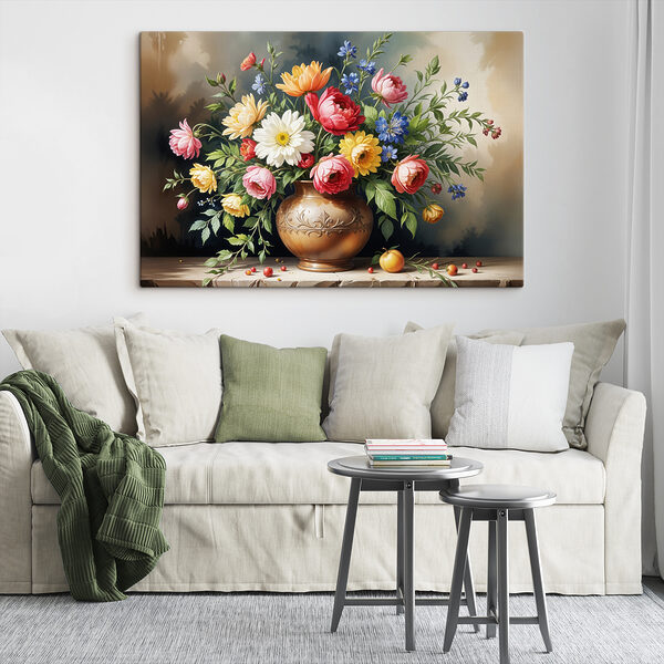 Painting of flowers in a vase