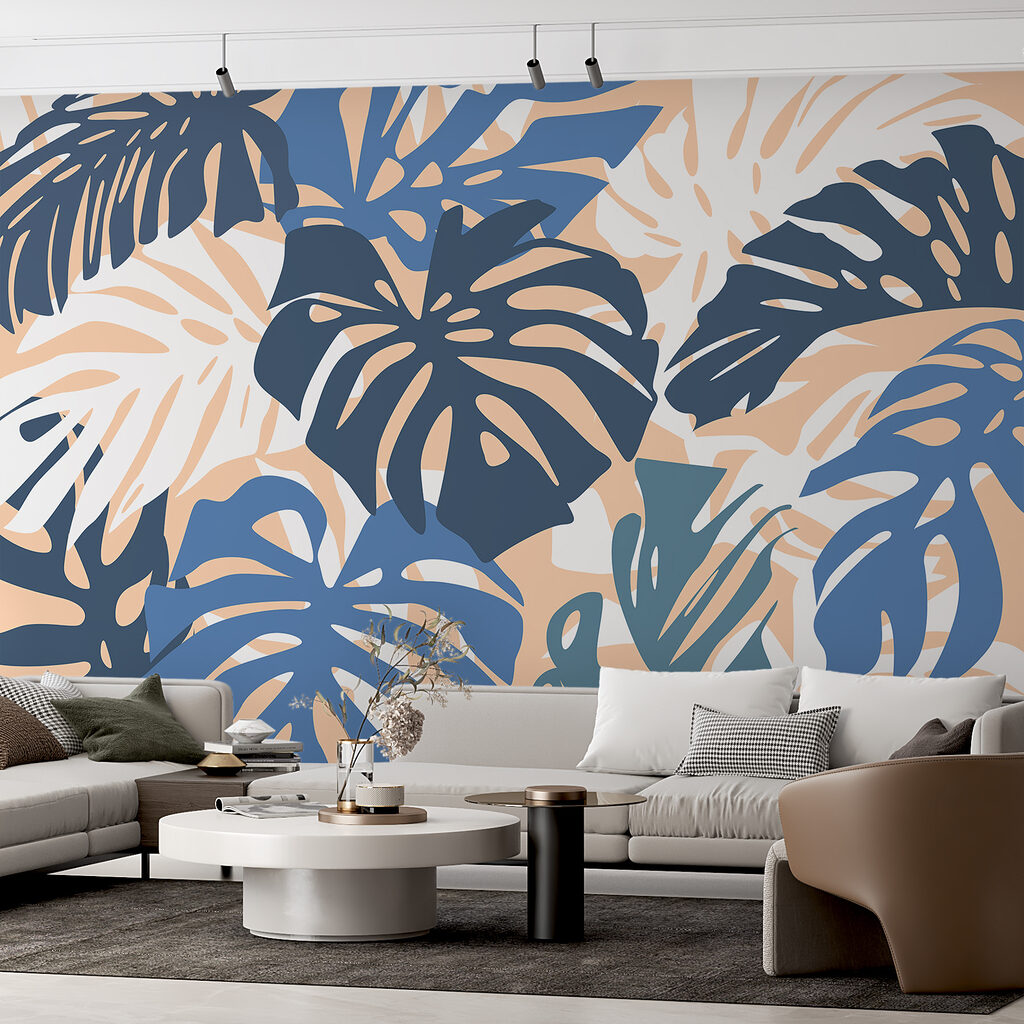 Blue and white leaves