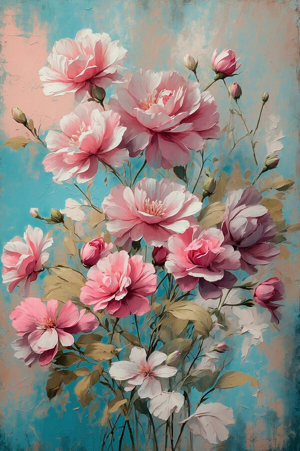 Painting of pink flowers Painting of pink flowers