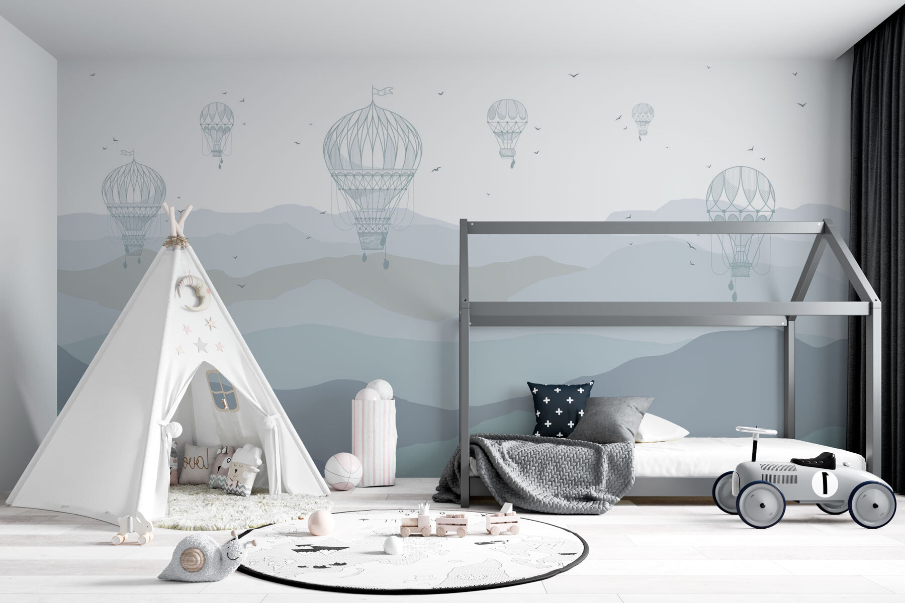 Group of hot air balloons in the sky