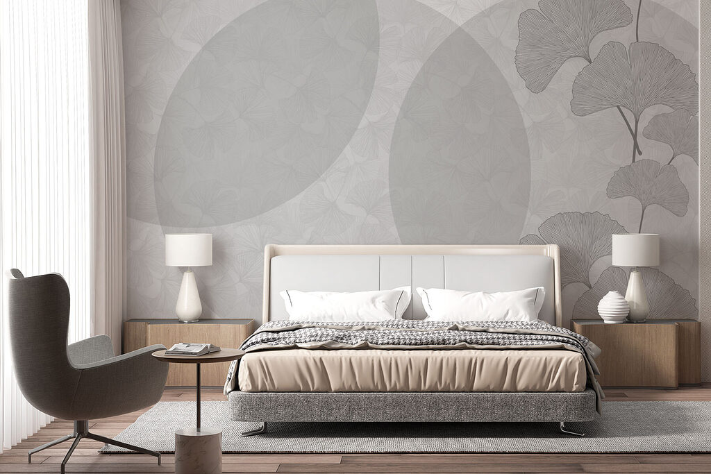 Grey and white background with circles and lines