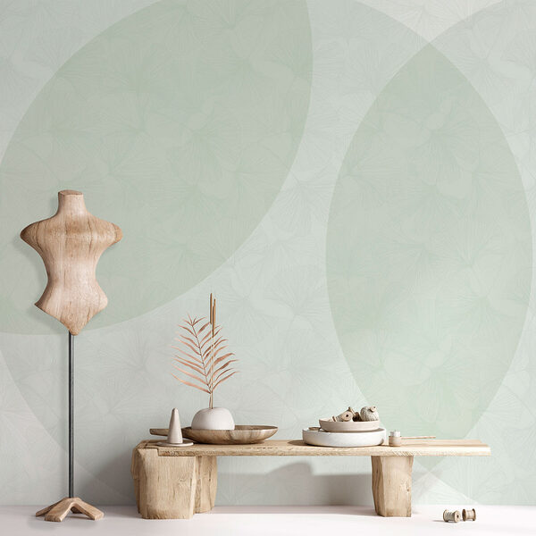 White and green background with circles and lines