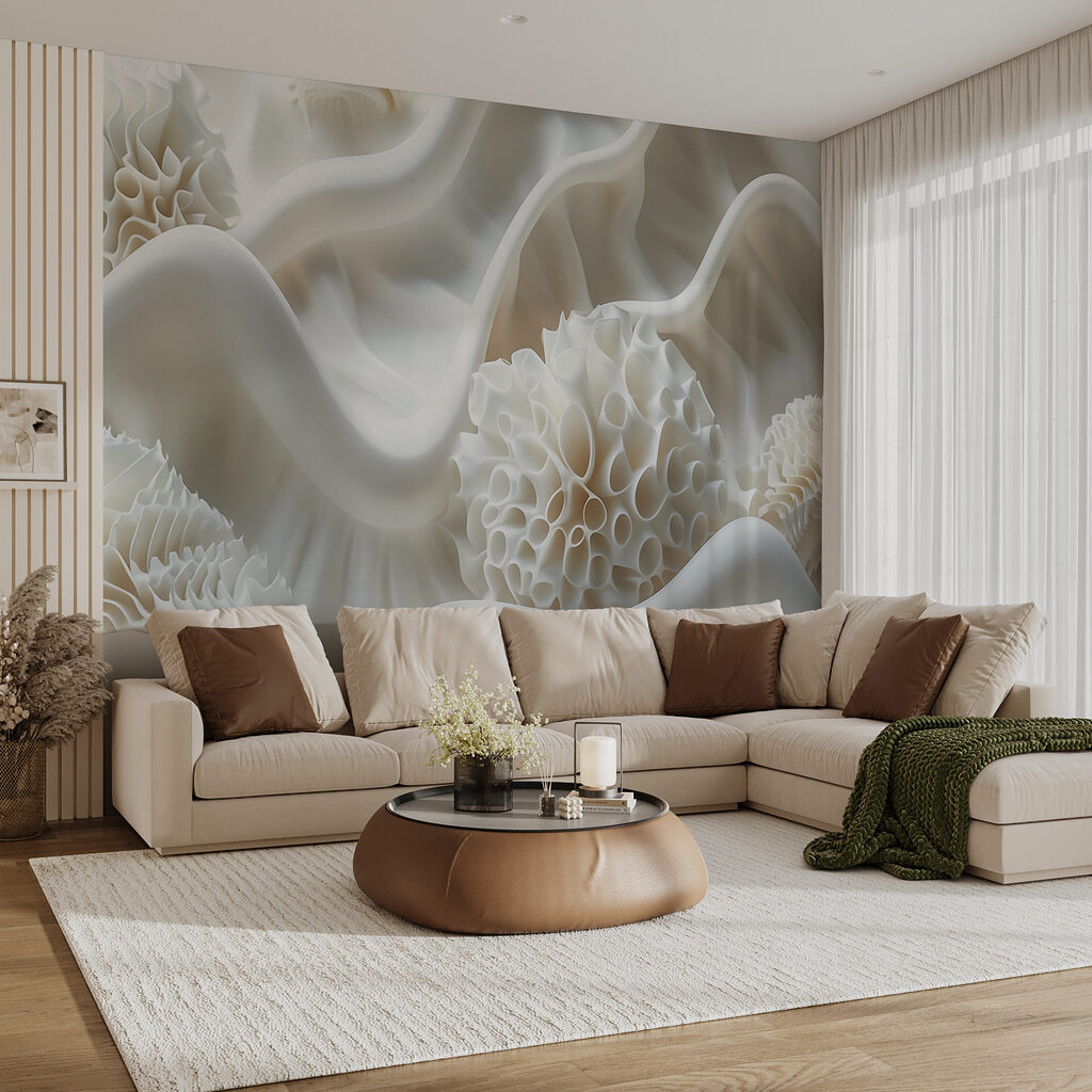 White fabric with white balls White fabric with white balls