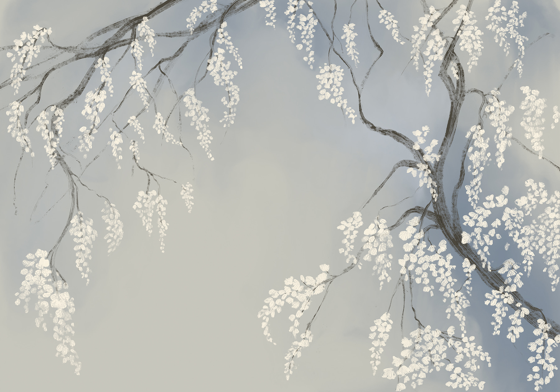 Tree branch with white flowers