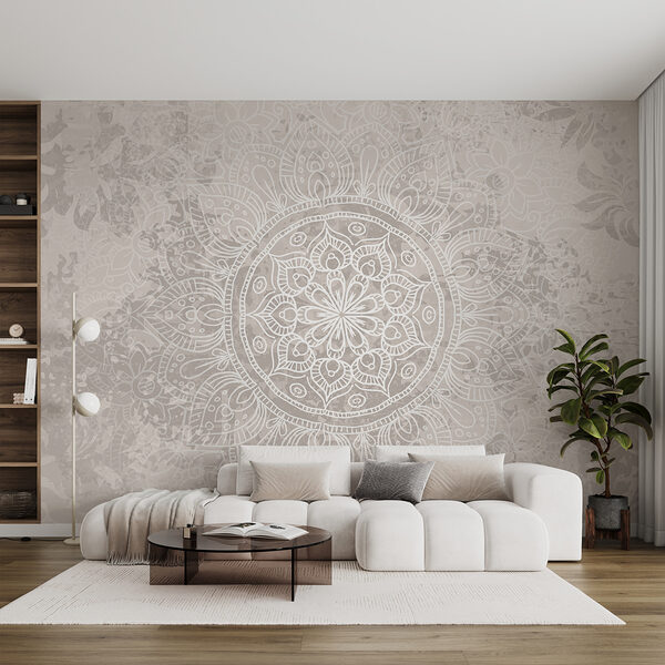 Fehér és szürke mandala Fehér és szürke mandala
